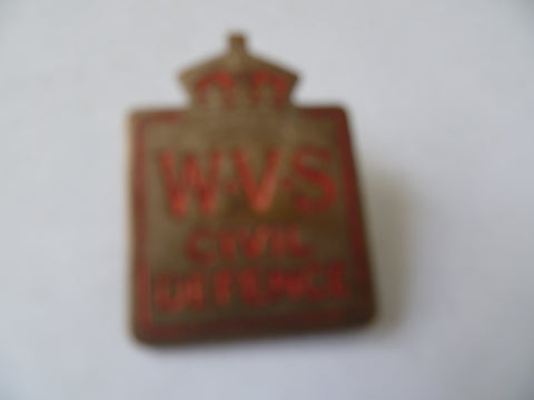 homefront ww2 women vol civil defence lapel badge m/m