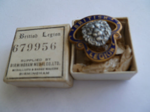 brit army british legion number boxed lapel badge scarce in box