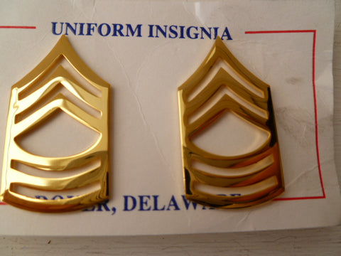 USA army sgt  rank chevrons pair gold metal