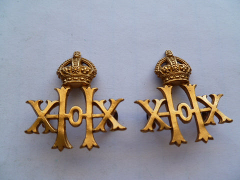 20 th hussars collars 2  badges exc 2 lugs each