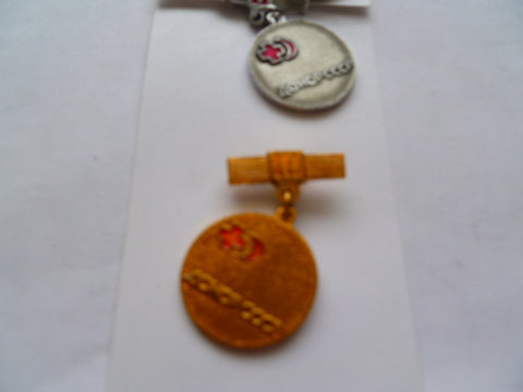 RUSSIA 2 red cross badges diff colours 1st and 2nd class