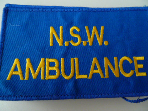 AUST nsw ambulance patch front of overalls in YELLOW