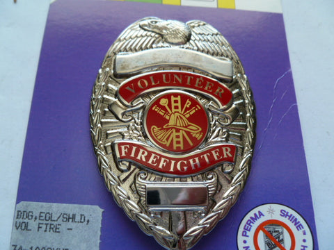 usa volunteer firefighter breast badge new condition in bag