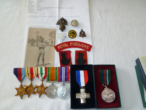 brit ww2 + group of 5 plus 2 medals POW stalag 344 w/  badge