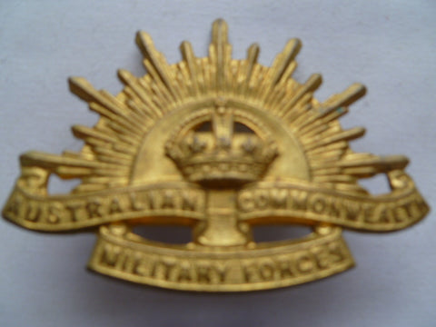 australia rising sun badge cap/hat  u/m full brass