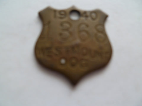 west mount DOG licence tag 1940