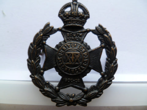 brit 19th st pancras rifles cap badge blackened