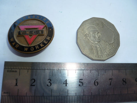 brit YMCA war service yorkshire larger florin size lapel badge