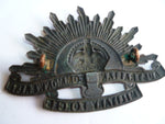 aust army rising sun cap /hat badge stoke and son blackened