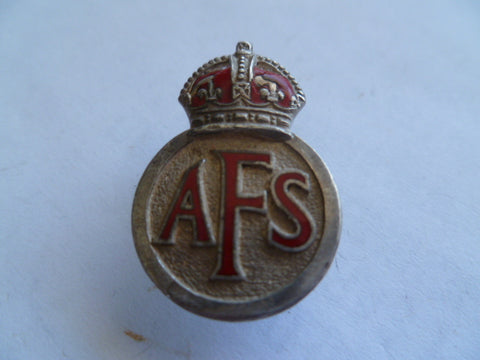 brit ww2 AFS lapel badge numbered126545 on back and stg silver
