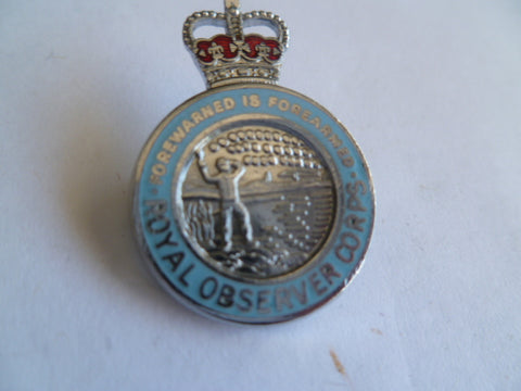 royal observer corp q/c lapel badge