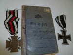 german ww1 miltairepass and ek2and faithful service cross 1st ersatz batt