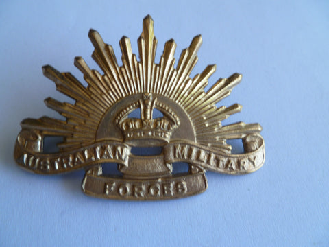 aust army rising sun cap badge KOREA amor maker