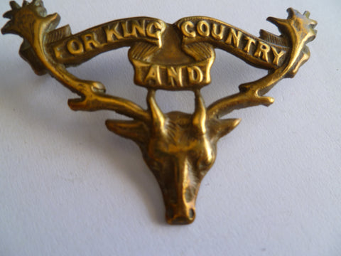 NZ army cap badge 12th otago M/Rifles voided