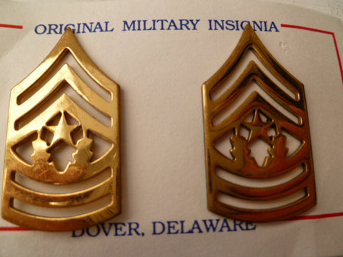 USA army sgt of the army rank chevrons pair gold metal