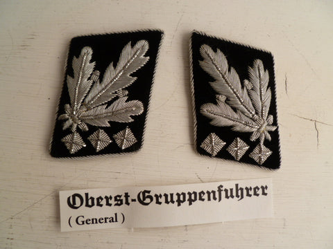 GERMAN WWII REPRO SS officers  rank tabs oberst gruppenfuhrer