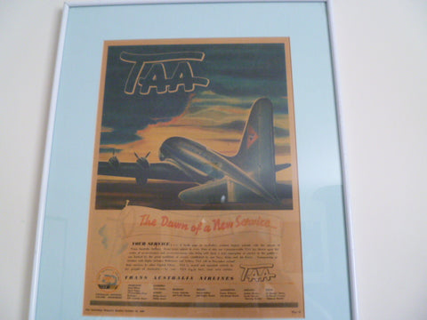 framed T.A.A genuine 1946 advert out of womens weekly