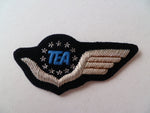 AIRLINE  1/2  WING bullion  TEA  silver on black