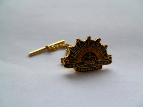 AUSTRALIA army rising sun tie pin badge w/safety chain
