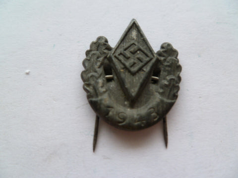 GERMAN WWII lapel badge HJ 1943 no  maker mark