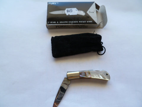 pocket knife fury 2inch pearl and abalone handled knife