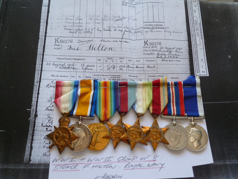 British ww 1 and  ww2 RN group 8 w/research