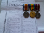 brit ww1 MSM and pair asc w/london gazette paperwork