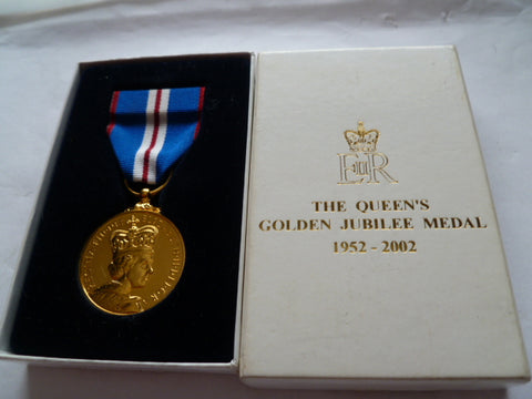 brit 2002 golden jubillee medal in box of issue w/met police