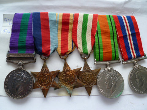 brit ww2 group of 6 inc gsm palestine 45/46