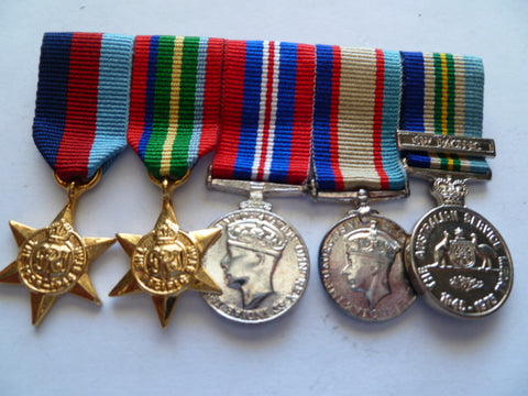 australia group of 5 mini medals ww2 and asm bar sw pacific