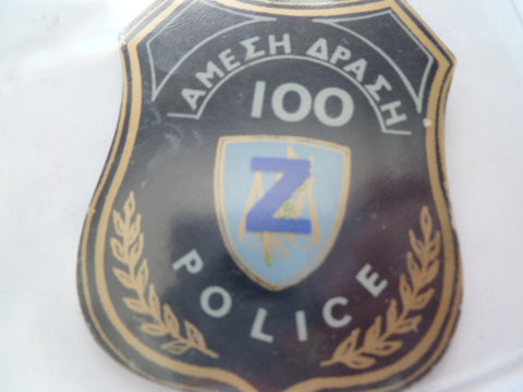 greece police  pin on plastic bade  100 z