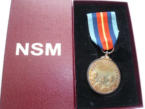 brit national service medal in box of issue