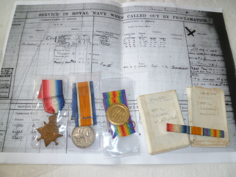 brit ww1 trio  scarce rnr  DAMS service with medal boxes