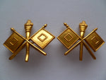usa ww1 collar badges rare FRENCH made pair signal  dress/gold