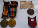 brit ww1 pair .dog tag and stripes  23rd london