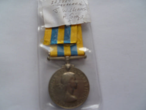 brit korea medal single n/t 2238801 j williams r/sigs
