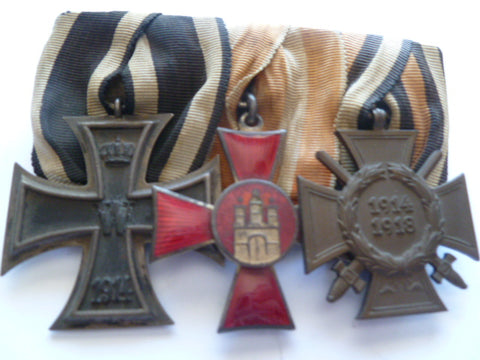 germany group 3 medals ek2 and hamburg cross +ww1 cross