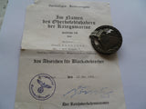 german ww2 blockade runner badge m/m  with certificate 1942