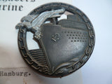 german ww2 blockade runner badge m/m  with certificate 1942