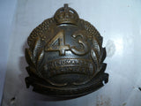 aust army 43rd hindmarsh regt cap badge brass