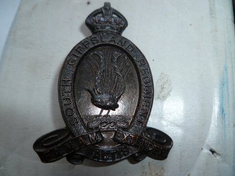 aust army 22nd sth gippsland cap badge blackened