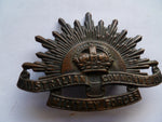 aust rising sun cap badge ww2 stoke and son brass dark